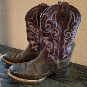 Brown and Purple Western Boots
